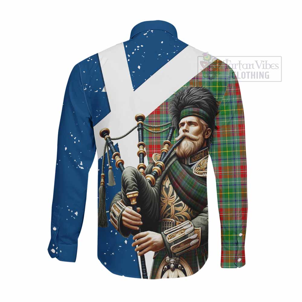 Tartan Vibes Clothing Muirhead Tartan Long Sleeve Button Shirt with Family Crest Scottish Bagpiper Vibes