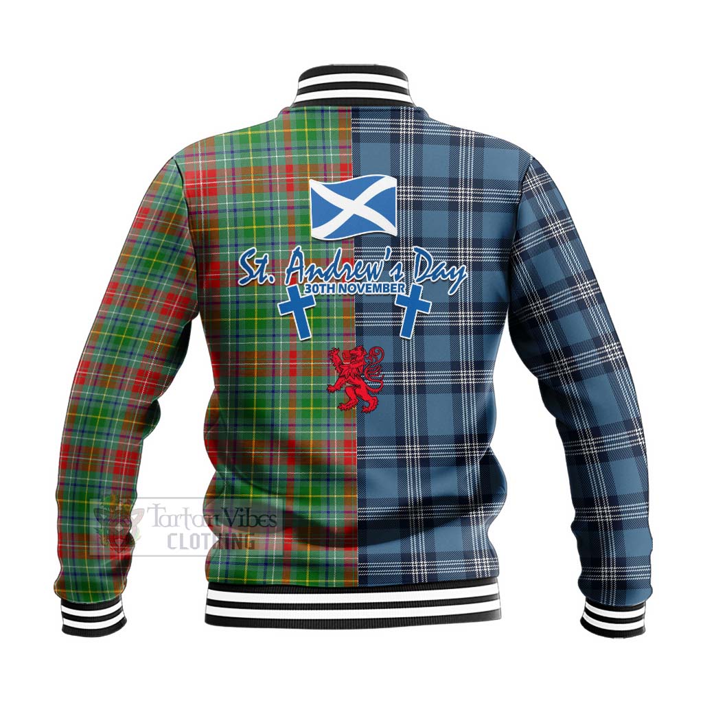 Tartan Vibes Clothing Muirhead Tartan Baseball Jacket Happy St. Andrew's Day Half Tartan Style