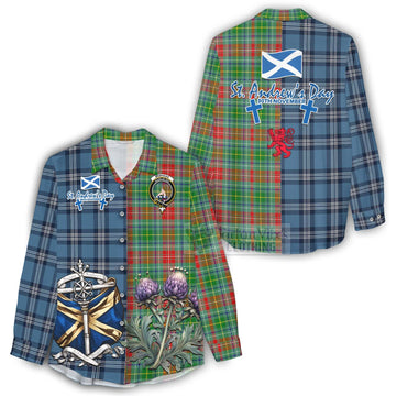 Muirhead Tartan Women's Casual Shirt Happy St. Andrew's Day Half Tartan Style