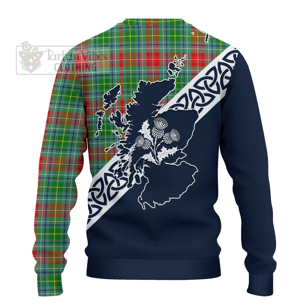 Tartan Vibes Clothing Muirhead Tartan Knitted Sweater Featuring Thistle and Scotland Map