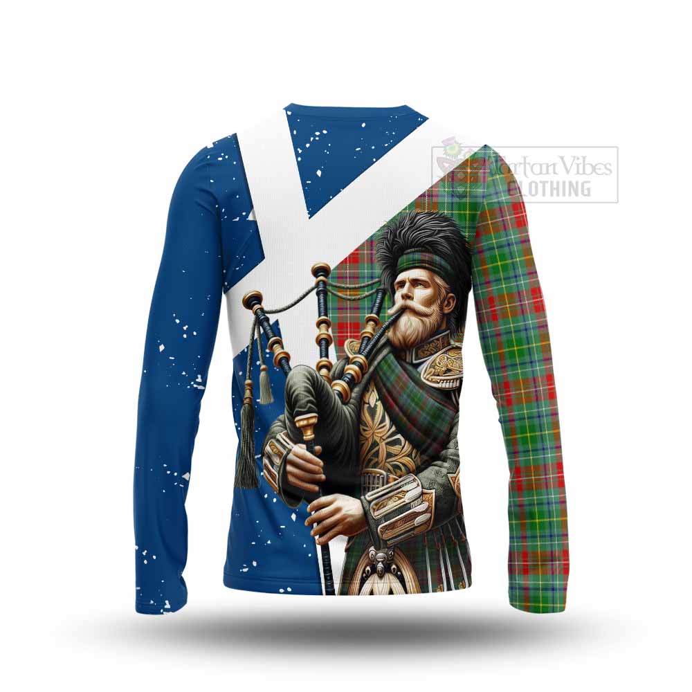 Tartan Vibes Clothing Muirhead Tartan Long Sleeve T-Shirt with Family Crest Scottish Bagpiper Vibes