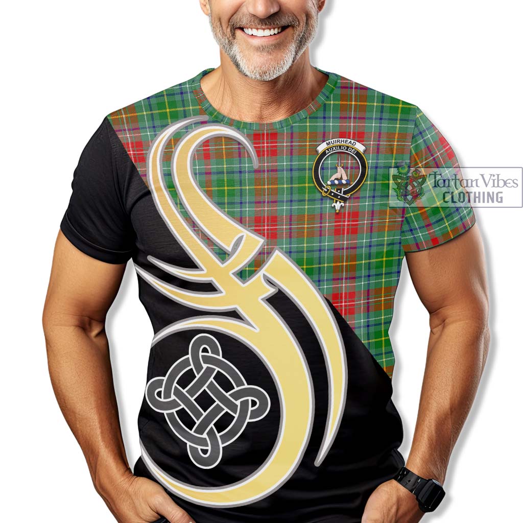 Tartan Vibes Clothing Muirhead Tartan T-Shirt with Family Crest and Celtic Symbol Style