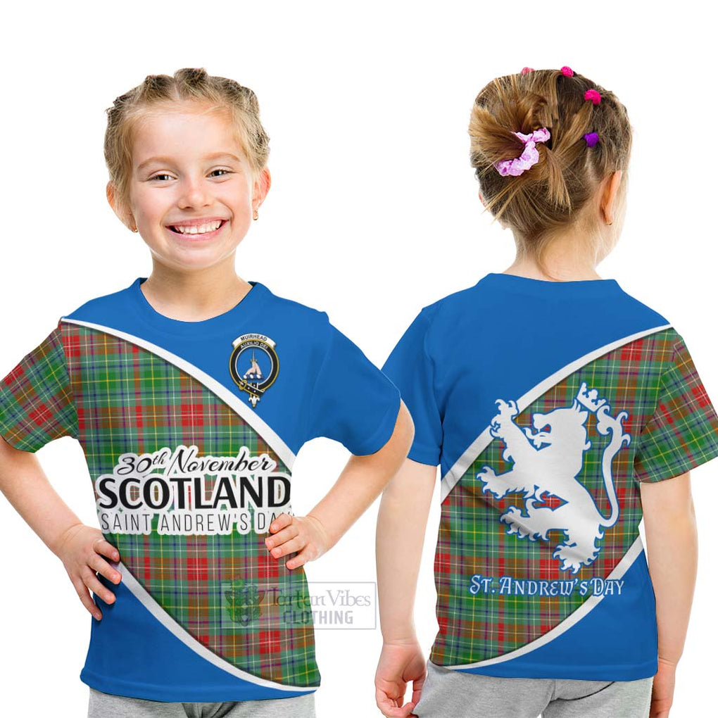 Tartan Vibes Clothing Muirhead Family Crest Tartan Kid T-Shirt Celebrate Saint Andrew's Day in Style