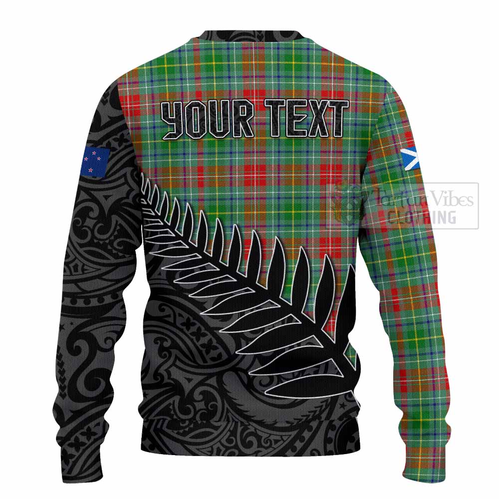 Tartan Vibes Clothing Muirhead Crest Tartan Knitted Sweater with New Zealand Silver Fern Half Style