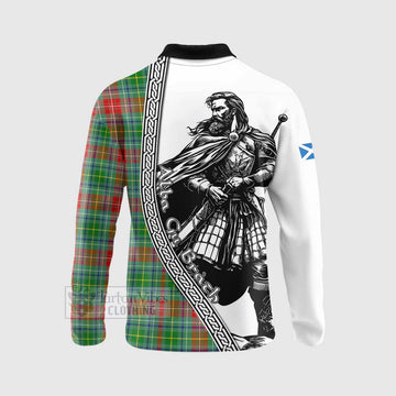 Muirhead Tartan Clan Crest Long Sleeve Polo Shirt with Highlander Warrior Celtic Style