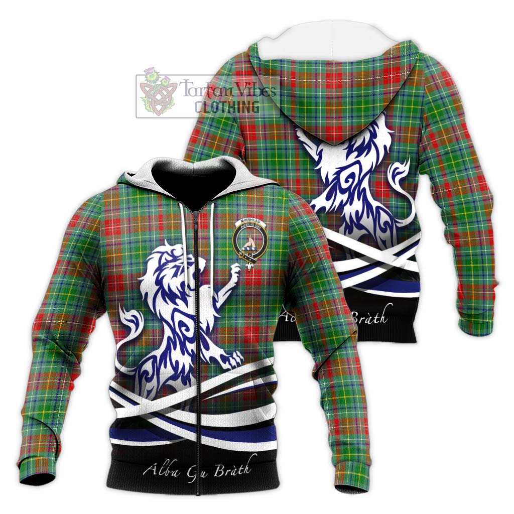 Tartan Vibes Clothing Muirhead Tartan Knitted Hoodie with Alba Gu Brath Regal Lion Emblem