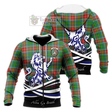 Muirhead Tartan Knitted Hoodie with Alba Gu Brath Regal Lion Emblem