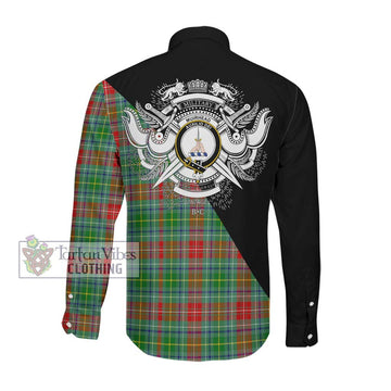 Muirhead Tartan Long Sleeve Button Shirt with Family Crest and Military Logo Style