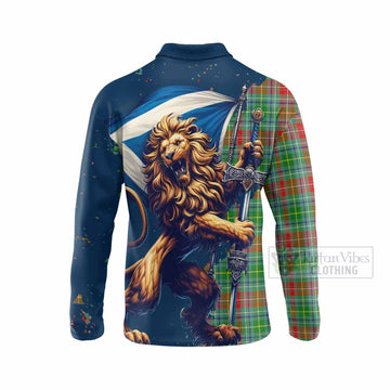 Muirhead Tartan Family Crest Long Sleeve Polo Shirt with Scottish Majestic Lion