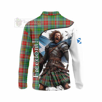 Muirhead Crest Tartan Long Sleeve Polo Shirt Inspired by the Freedom of Scottish Warrior