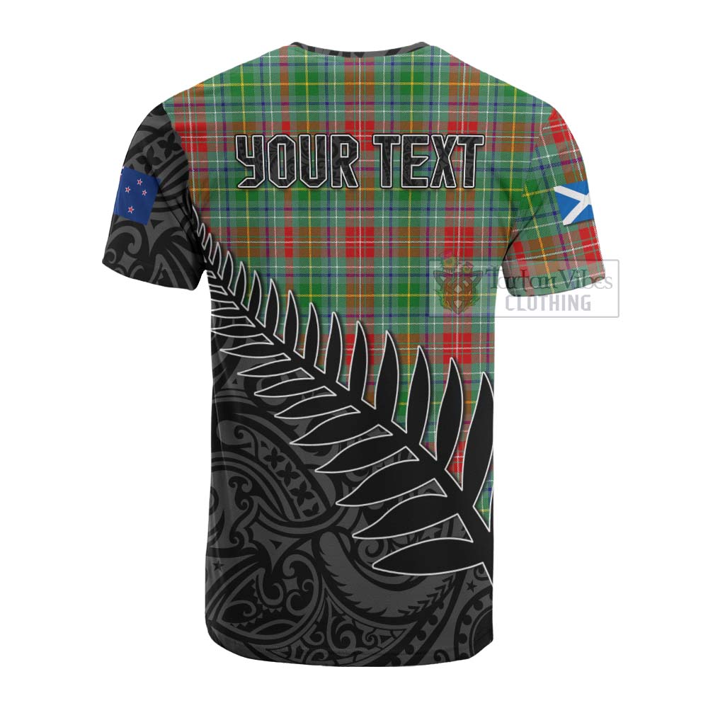 Tartan Vibes Clothing Muirhead Crest Tartan Cotton T-shirt with New Zealand Silver Fern Half Style