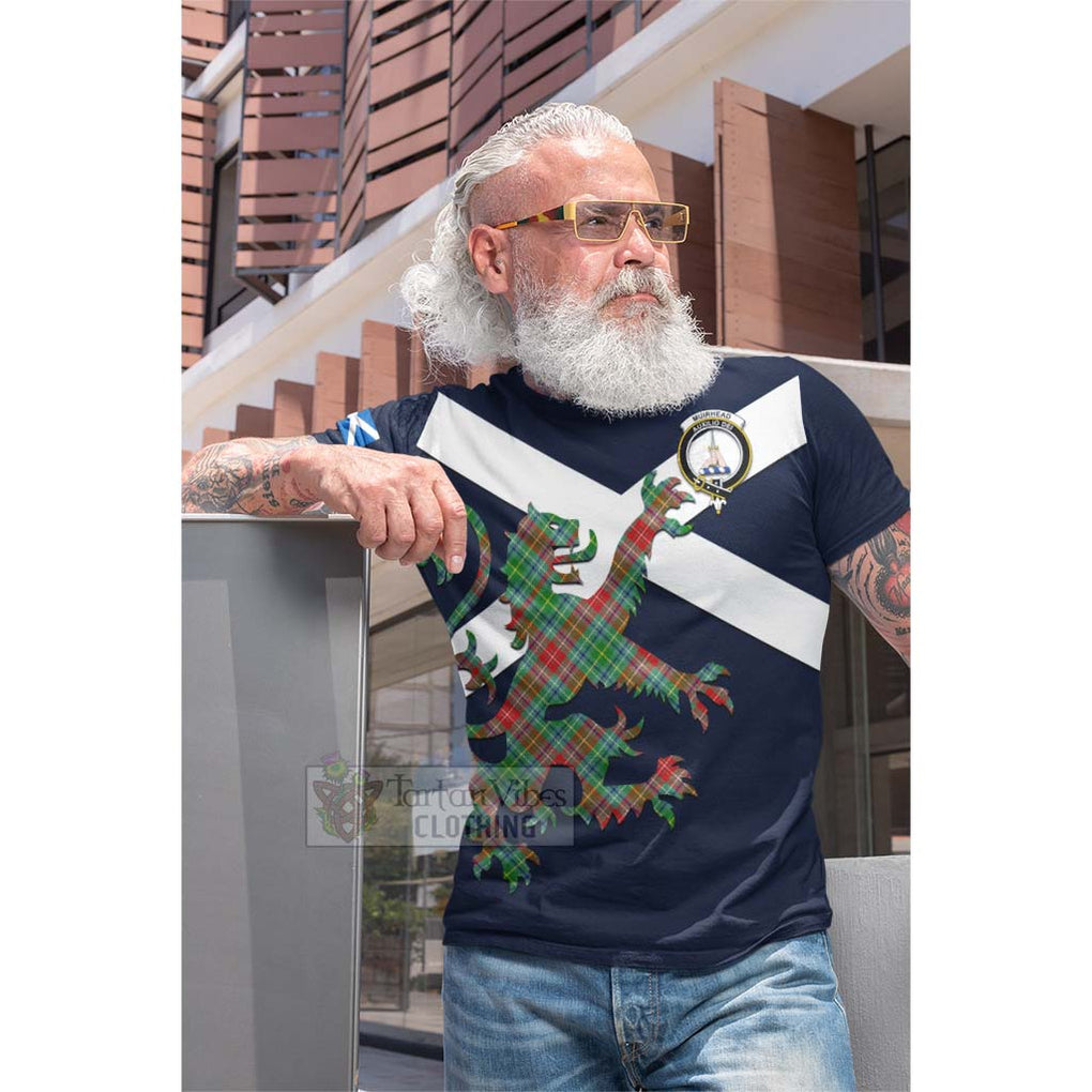 Tartan Vibes Clothing Muirhead Tartan Lion Rampant Cotton T-shirt – Proudly Display Your Heritage with Alba Gu Brath and Clan Name