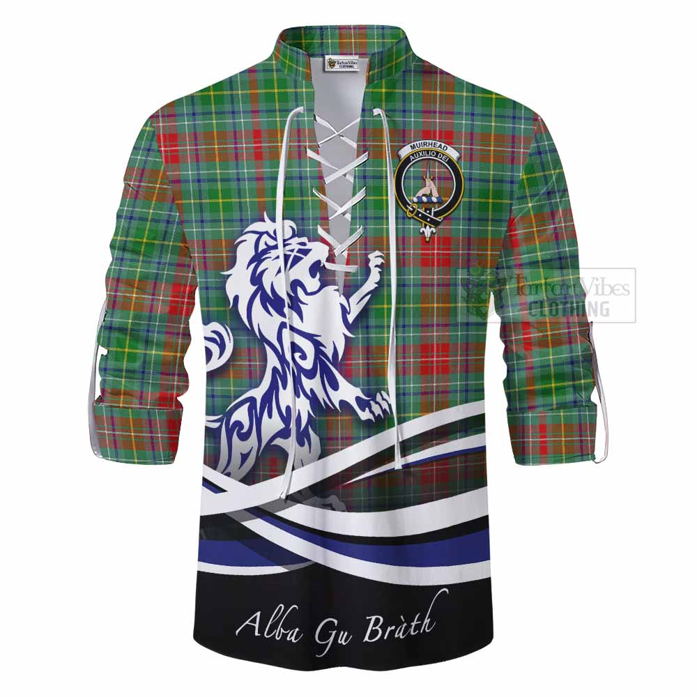 Tartan Vibes Clothing Muirhead Tartan Ghillie Kilt Shirt with Alba Gu Brath Regal Lion Emblem