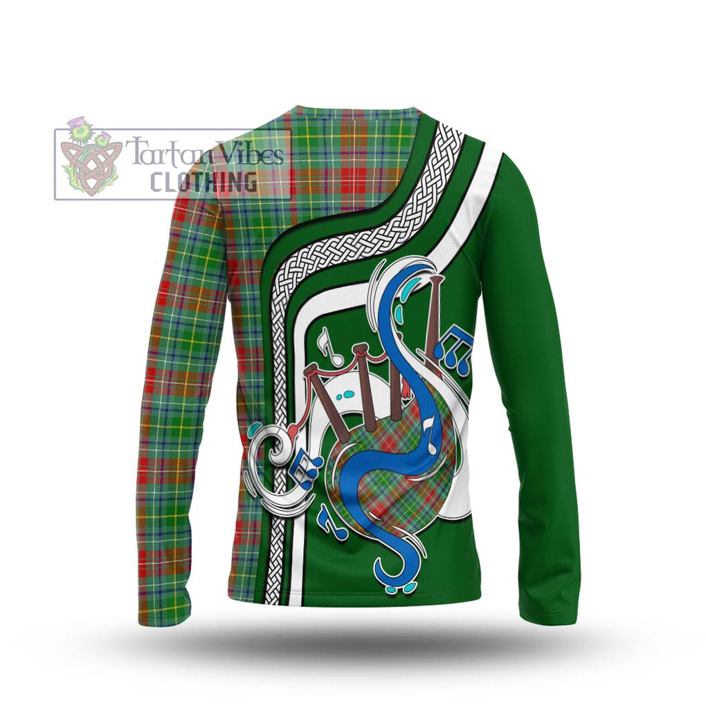 Tartan Vibes Clothing Muirhead Tartan Long Sleeve T-Shirt with Epic Bagpipe Style