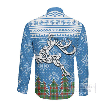 Muirhead Clan Christmas Long Sleeve Button Shirt Celtic Reindeer Style