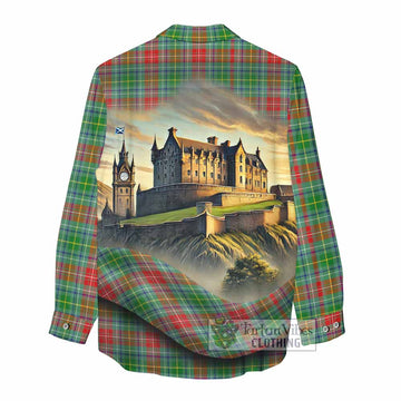 Muirhead Tartan Family Crest Women's Casual Shirt with Scottish Ancient Castle Style - Tartan Vibes Clothing