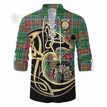 Muirhead Tartan Ghillie Kilt Shirt with Family Crest Celtic Wolf Style