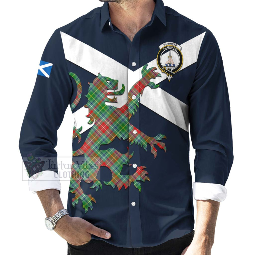 Tartan Vibes Clothing Muirhead Tartan Lion Rampant Long Sleeve Button Shirt – Proudly Display Your Heritage with Alba Gu Brath and Clan Name