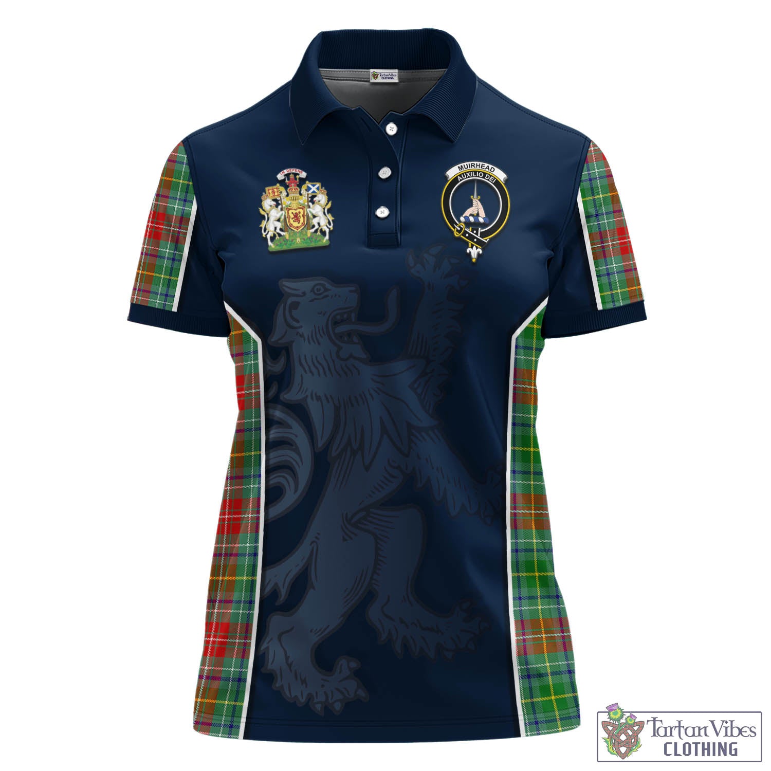 Muirhead Tartan Women's Polo Shirt with Family Crest and Lion Rampant Vibes Sport Style - Tartan Vibes Clothing