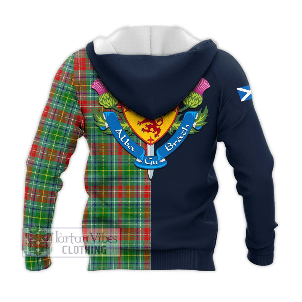 Tartan Vibes Clothing Muirhead Tartan Knitted Hoodie with Scottish Lion Royal Arm Half Style