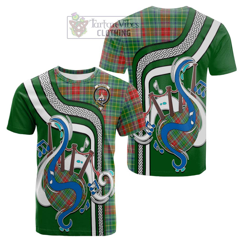 Tartan Vibes Clothing Muirhead Tartan Cotton T-shirt with Epic Bagpipe Style