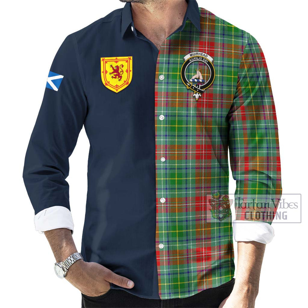 Tartan Vibes Clothing Muirhead Tartan Long Sleeve Button Shirt with Scottish Lion Royal Arm Half Style