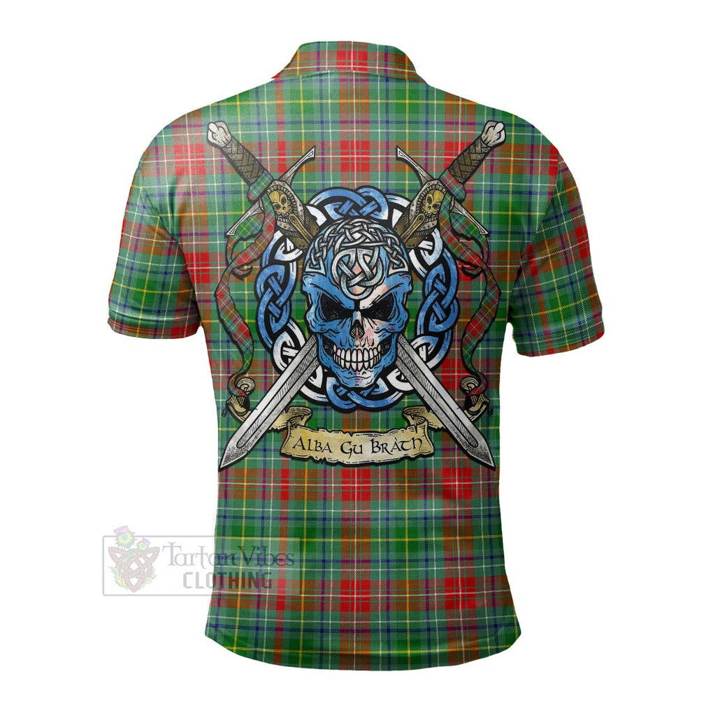 Tartan Vibes Clothing Muirhead Tartan Polo Shirt with Family Crest Celtic Skull Style