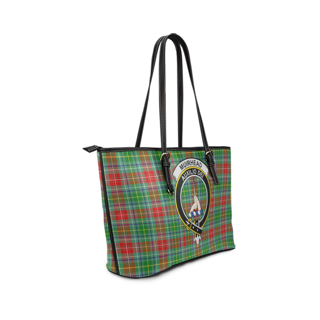 Muirhead Tartan Leather Tote Bag with Family Crest - Tartan Vibes Clothing