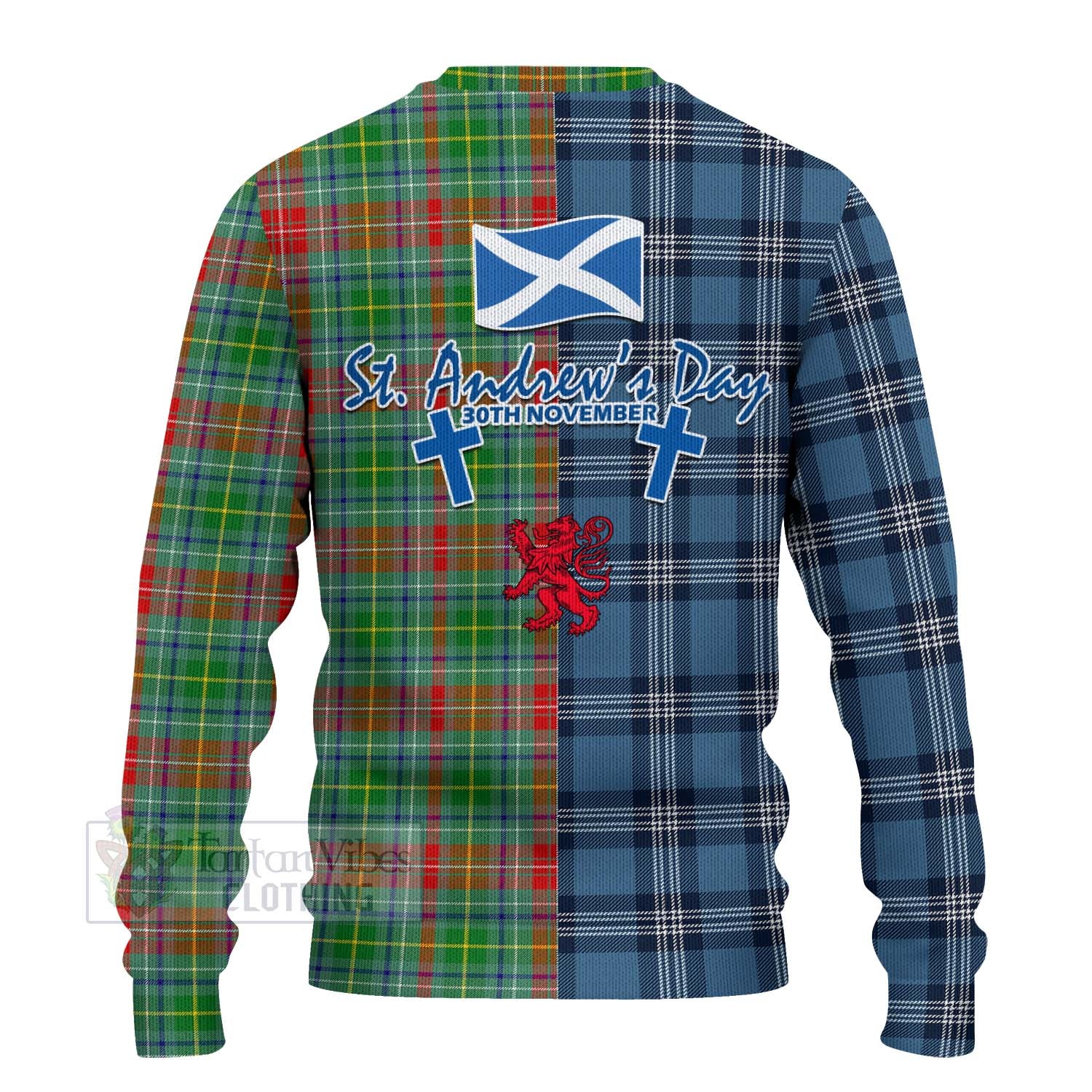 Tartan Vibes Clothing Muirhead Tartan Knitted Sweater Happy St. Andrew's Day Half Tartan Style