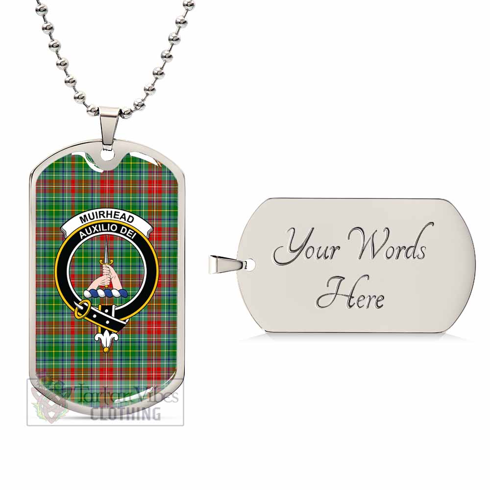 Tartan Vibes Clothing Muirhead Tartan Dog Tag Necklace with Family Crest