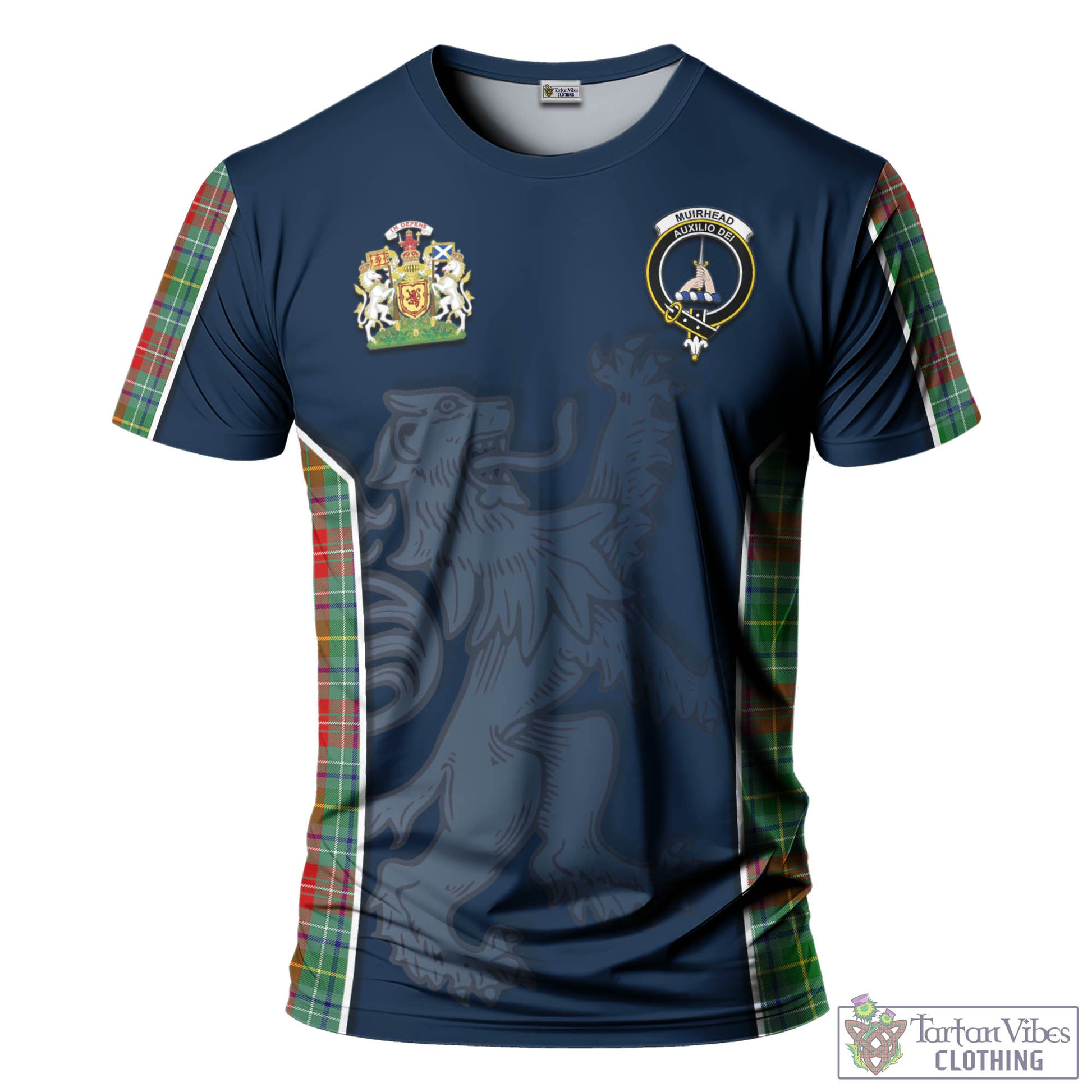 Tartan Vibes Clothing Muirhead Tartan T-Shirt with Family Crest and Lion Rampant Vibes Sport Style