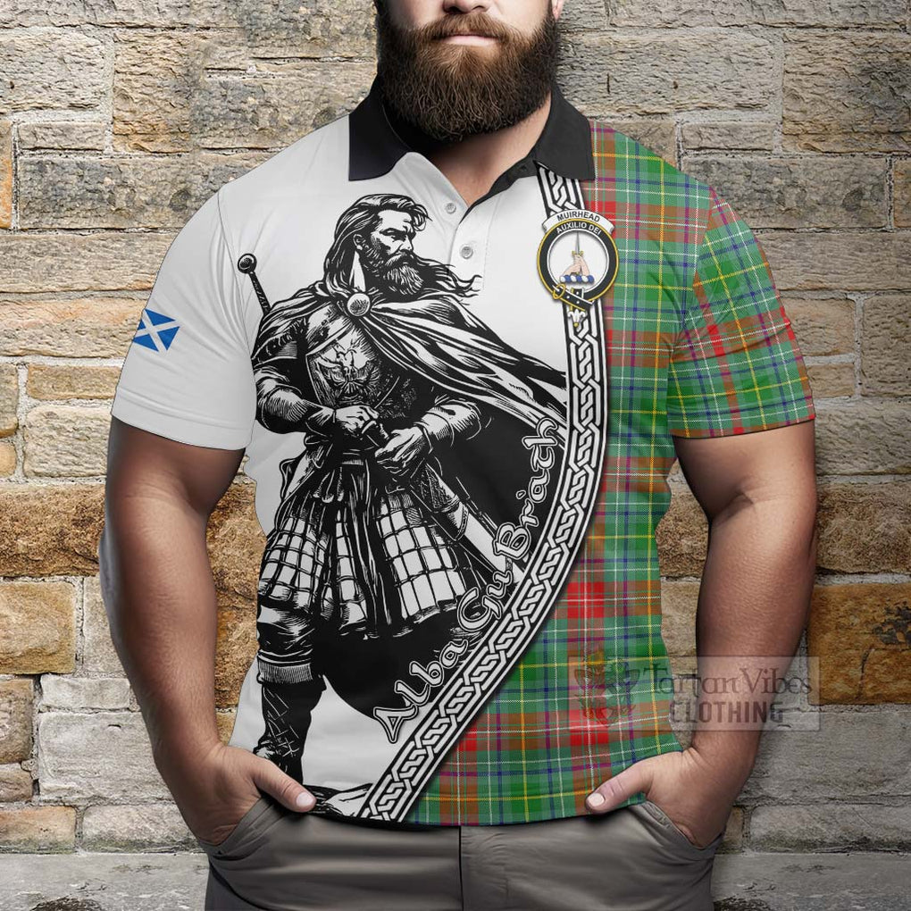 Tartan Vibes Clothing Muirhead Tartan Clan Crest Polo Shirt with Highlander Warrior Celtic Style