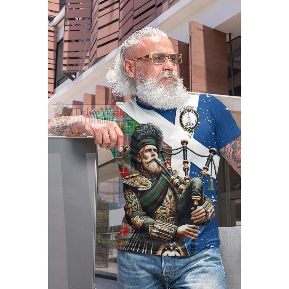 Tartan Vibes Clothing Muirhead Tartan Cotton T-shirt with Family Crest Scottish Bagpiper Vibes