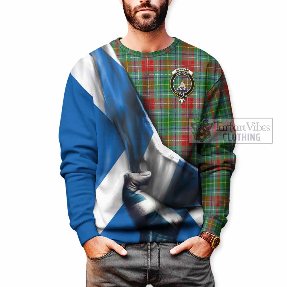 Tartan Vibes Clothing Muirhead Tartan Sweatshirt with Family Crest Scotland Patriotic Style