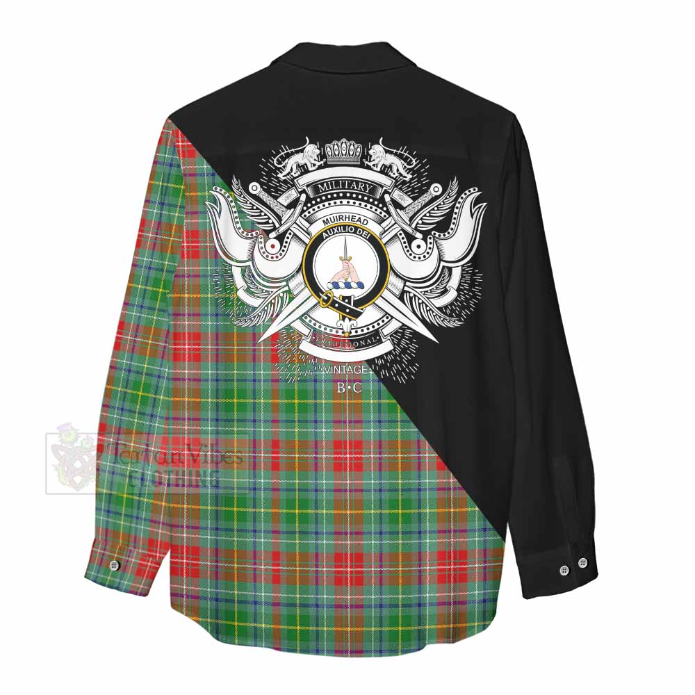 Tartan Vibes Clothing Muirhead Tartan Women's Casual Shirt with Family Crest and Military Logo Style