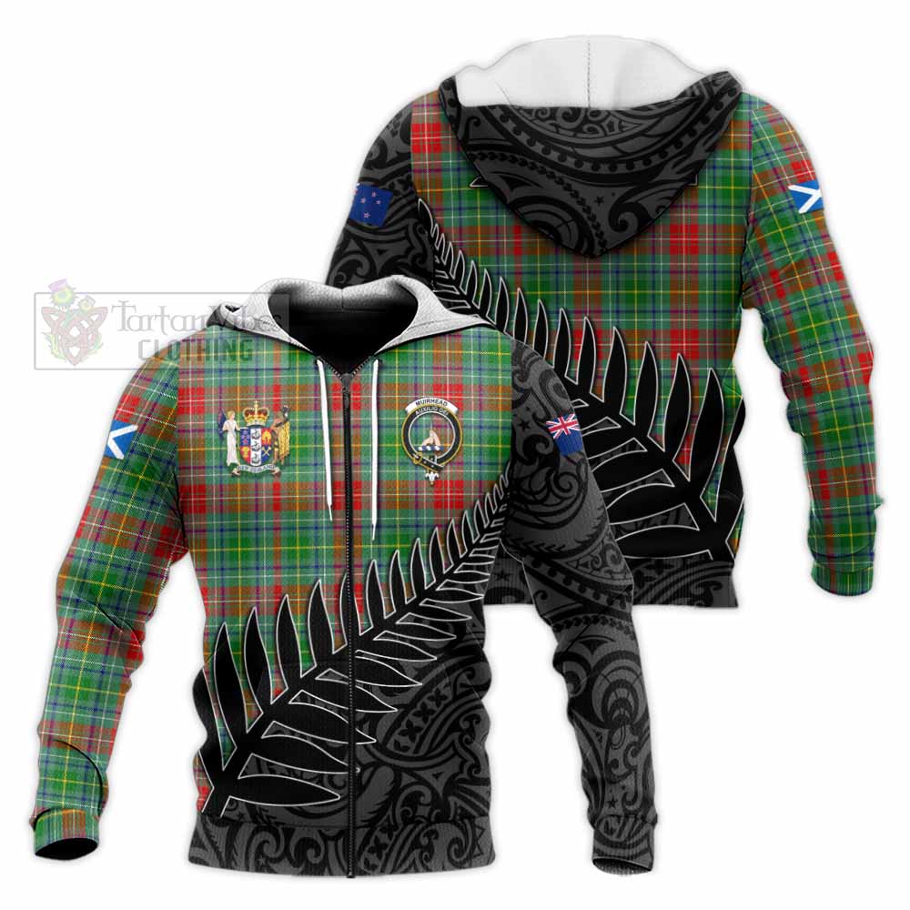 Tartan Vibes Clothing Muirhead Crest Tartan Knitted Hoodie with New Zealand Silver Fern Half Style