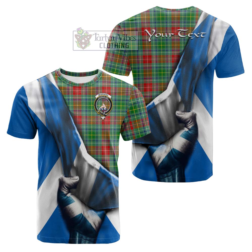 Tartan Vibes Clothing Muirhead Tartan Cotton T-shirt with Family Crest Scotland Patriotic Style