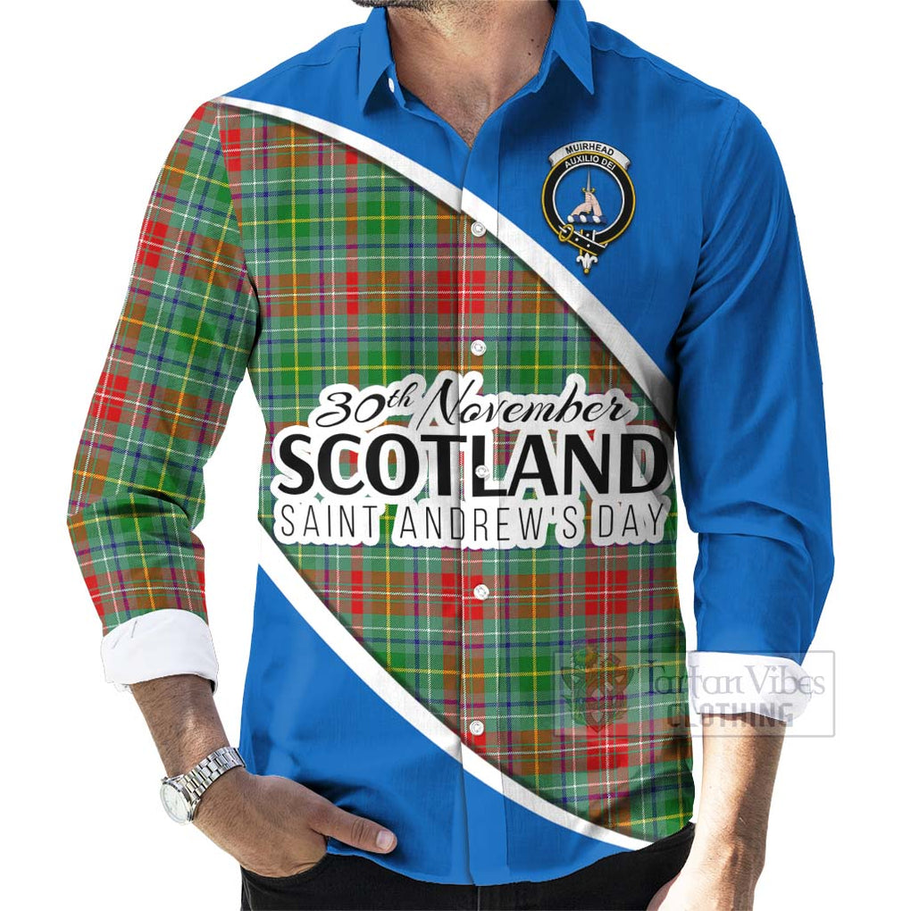 Tartan Vibes Clothing Muirhead Family Crest Tartan Long Sleeve Button Shirt Celebrate Saint Andrew's Day in Style