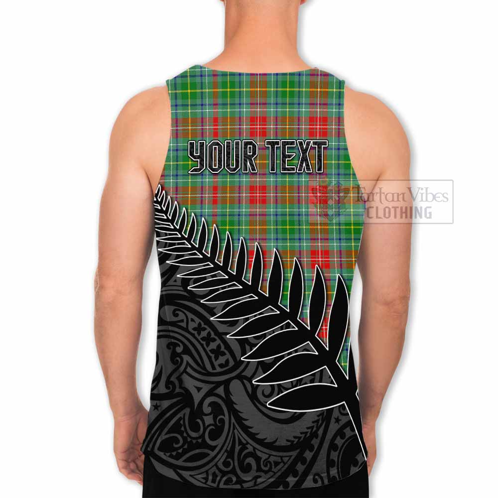 Tartan Vibes Clothing Muirhead Crest Tartan Men's Tank Top with New Zealand Silver Fern Half Style