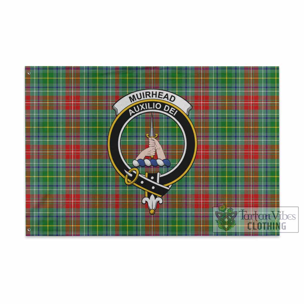 Tartan Vibes Clothing Muirhead Tartan House Flag with Family Crest