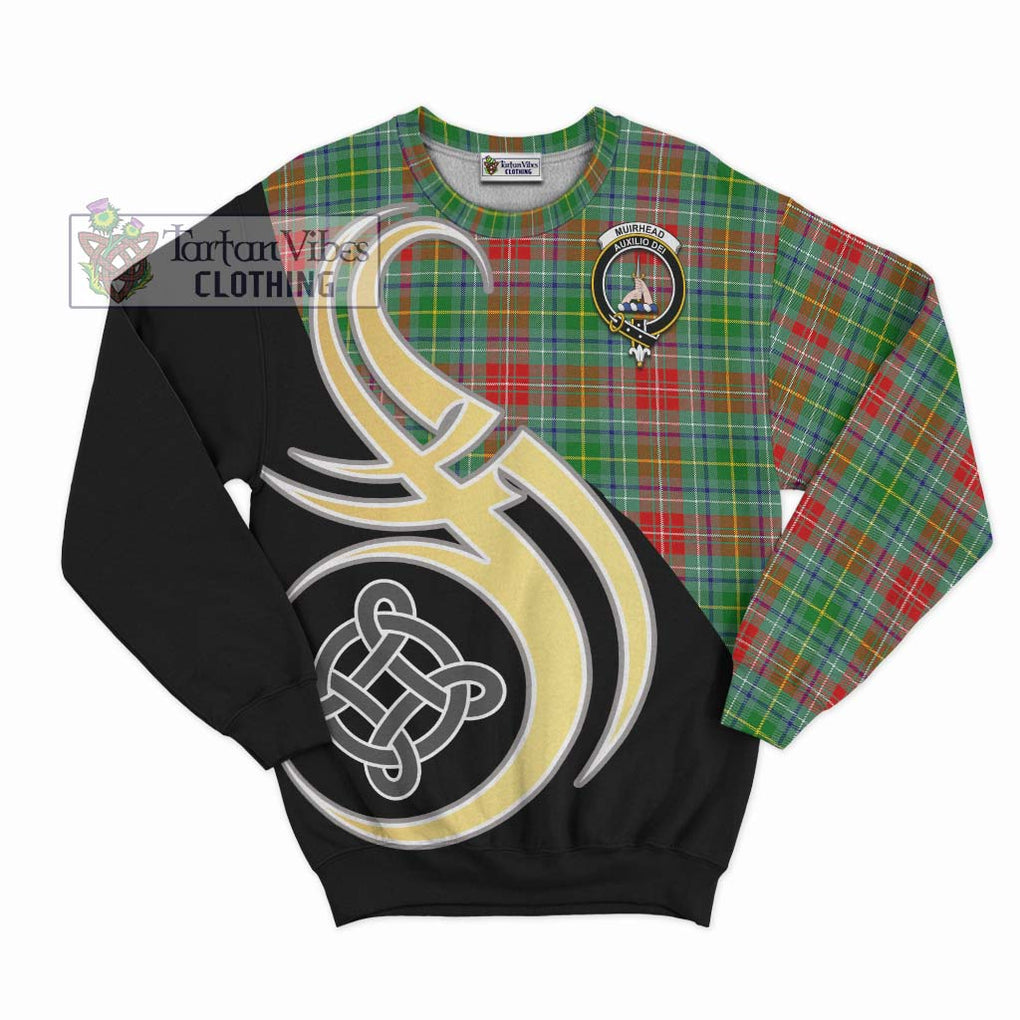 Muirhead Tartan Sweatshirt with Family Crest and Celtic Symbol Style - Tartan Vibes Clothing