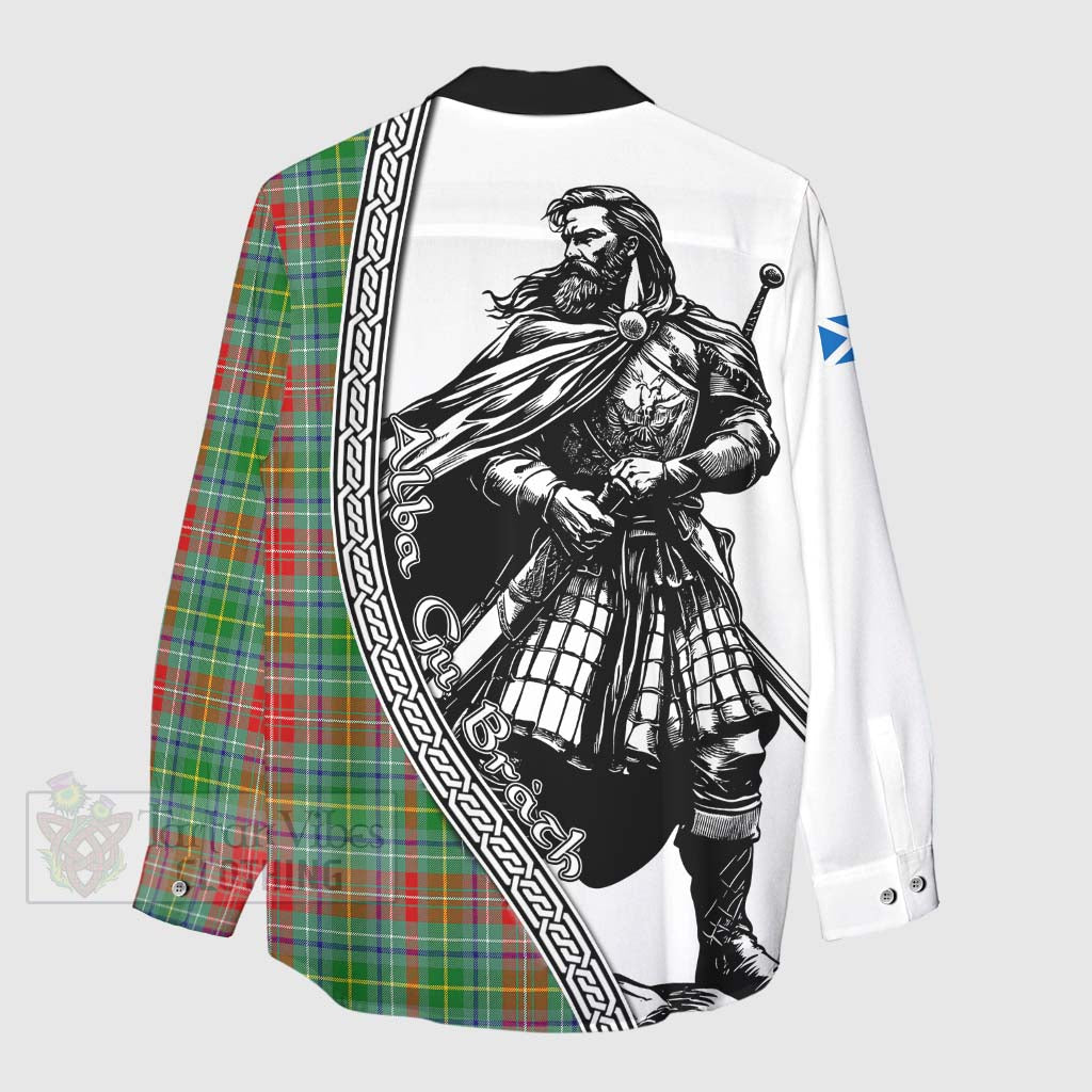 Tartan Vibes Clothing Muirhead Tartan Clan Crest Women's Casual Shirt with Highlander Warrior Celtic Style