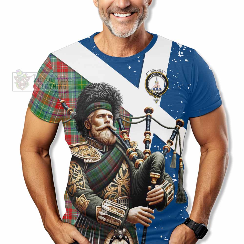 Tartan Vibes Clothing Muirhead Tartan T-Shirt with Family Crest Scottish Bagpiper Vibes