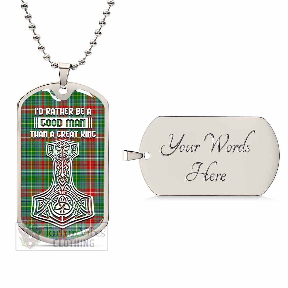 Tartan Vibes Clothing Muirhead Tartan Dog Tag Necklace Viking Mjolnir Style