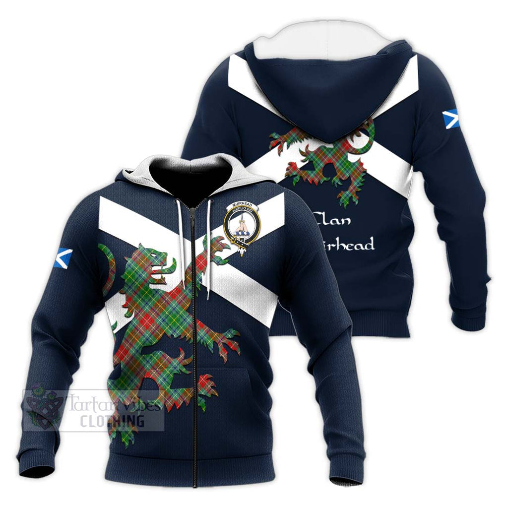 Tartan Vibes Clothing Muirhead Tartan Lion Rampant Knitted Hoodie – Proudly Display Your Heritage with Alba Gu Brath and Clan Name