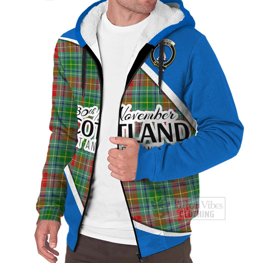 Tartan Vibes Clothing Muirhead Family Crest Tartan Sherpa Hoodie Celebrate Saint Andrew's Day in Style