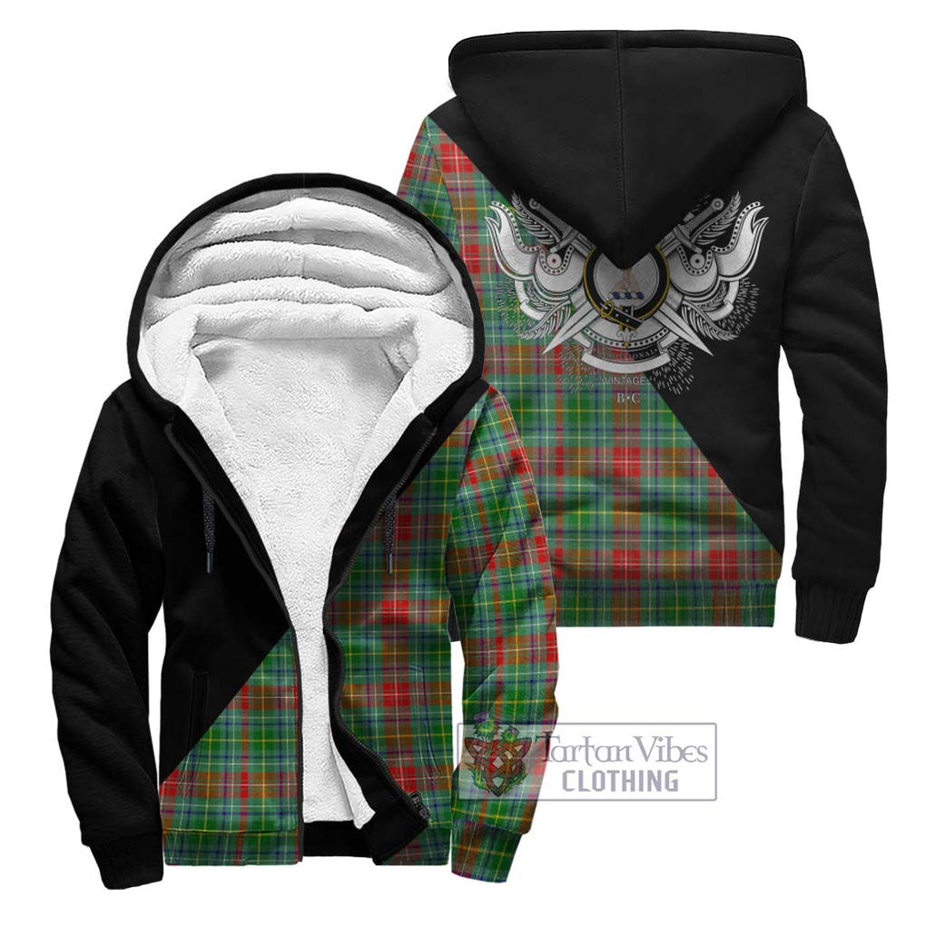 Muirhead Tartan Sherpa Hoodie with Family Crest and Military Logo Style Unisex - Tartanvibesclothing Shop