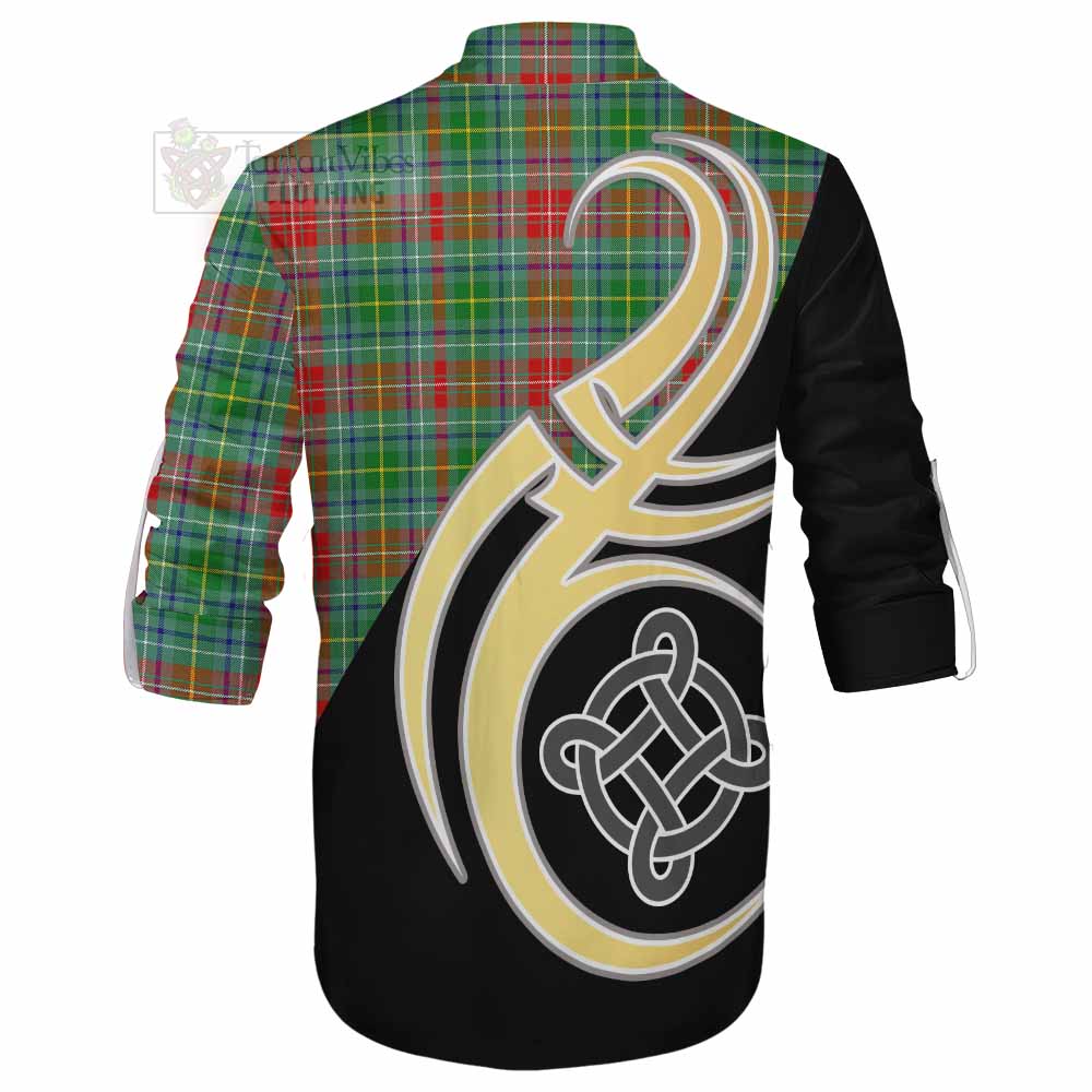 Tartan Vibes Clothing Muirhead Tartan Ghillie Kilt Shirt with Family Crest and Celtic Symbol Style