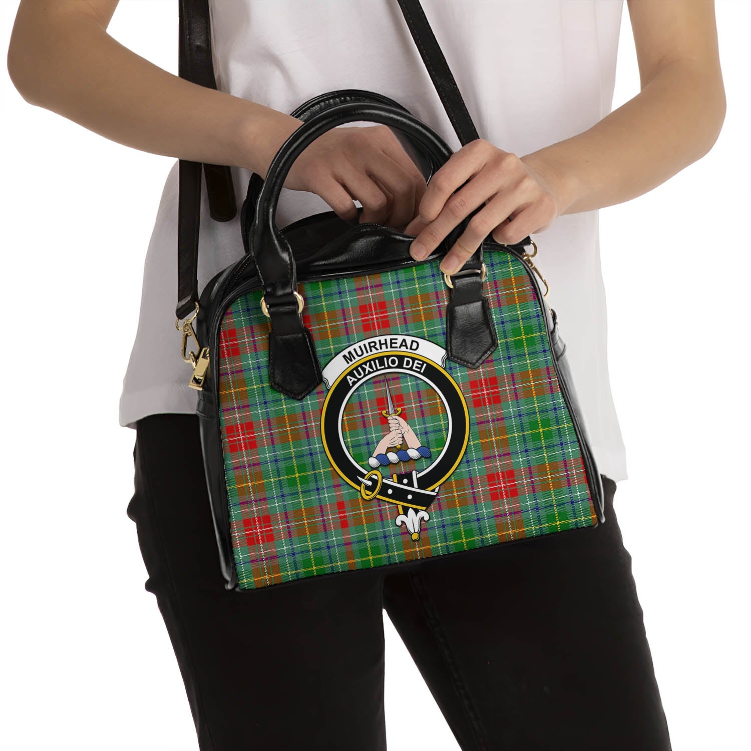 Muirhead Tartan Shoulder Handbags with Family Crest - Tartanvibesclothing