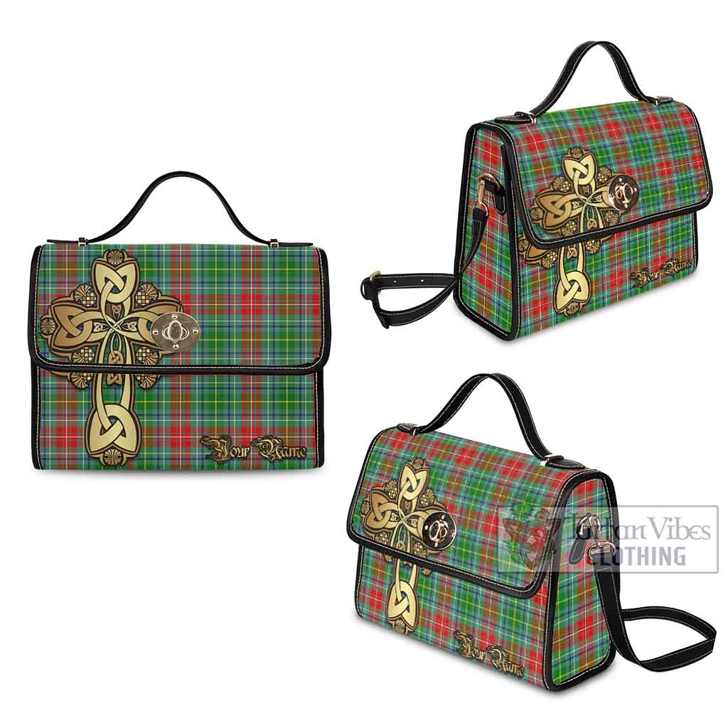 Tartan Vibes Clothing Muirhead Tartan Waterproof Canvas Bag Golden Thistle Celtic Cross Style